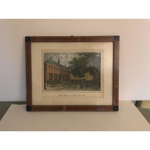 Green "Die Borse in Hamburg 1840" Hand Colored Lithograph For Sale - Image 8 of 8
