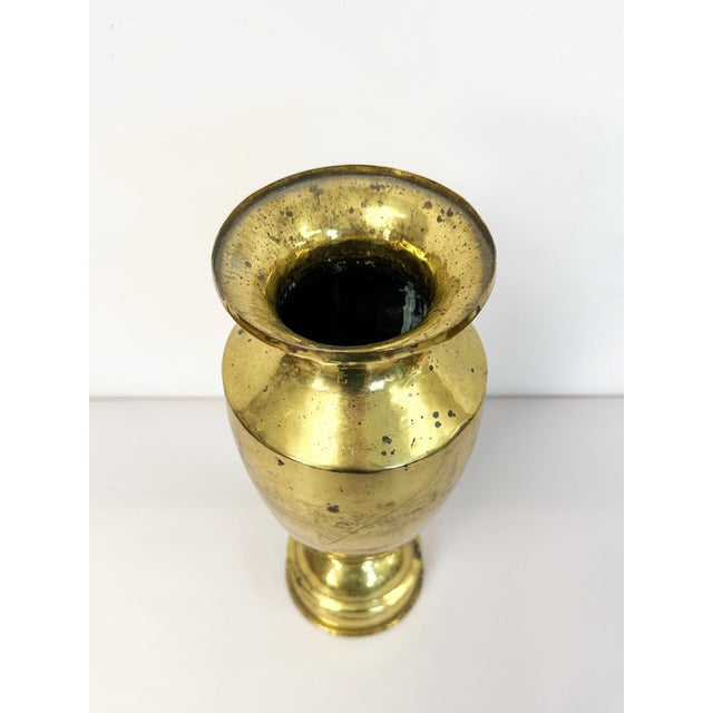 1940s Wwii 1944 Brass Trench Art Vase Inert Ammo Primer Vintage Military Collector For Sale - Image 5 of 8