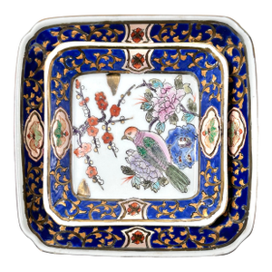 Chinoiserie Porcelain Trinket Dishes – Cobalt Blue & Gilt Asian Export Catchall Trays, Hollywood Regency Vanity Decor (Pair)