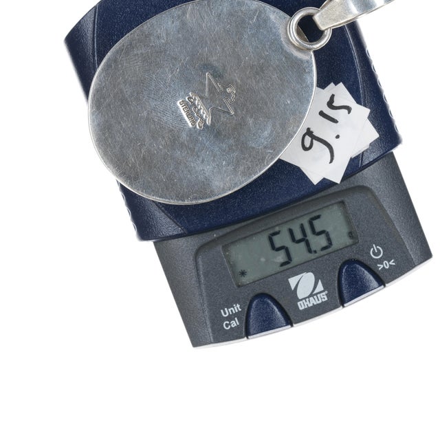 Native American Large Daniel Coriz Santo Domingo high grade turquoise silver pendant For Sale - Image 3 of 4