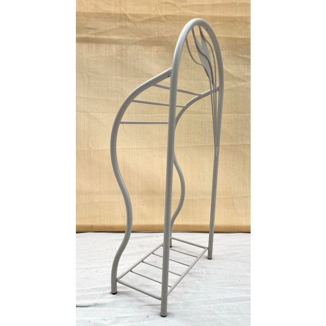 Postmodern Ivory Metal Triple Freestanding Towel Rack For Sale - Image 9 of 12