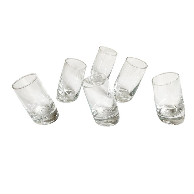 1960s Styles Mid-Century Modern Slanted Clear Shot Glasses For Sale - Image 4 of 4
