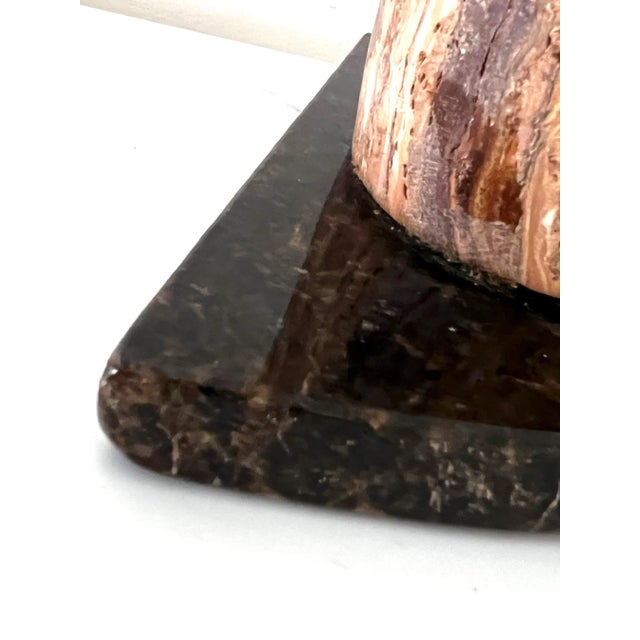 Mid-Century Modern Abstract Modernist Design Travertine Sculpture in the Style of Barbara Hepworth, Signed For Sale - Image 12 of 12