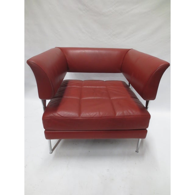 Red Poltrona Frau Hydra Castor Leather Armchair For Sale - Image 8 of 8