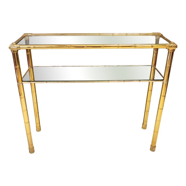 Rectangular Gold Aluminum Console Table, 1980s For Sale