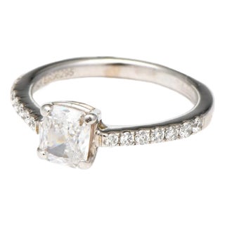 14KW Cushion Cut Diamond(.85) Engagement Ring, size 4.75 For Sale