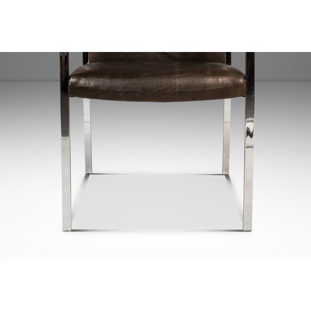 Chrome Set of Two 2 Mid-Century Modern Office / Accent Chairs in Chrome & New Leather by Bert England for Stow Davis, Usa, Circa 1960s For Sale - Image 8 of 18