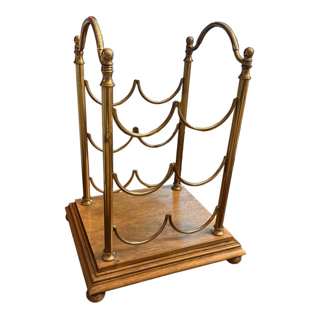 Brass & Mahogany Wine Rack For Sale