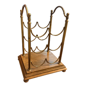 Brass & Mahogany Wine Rack