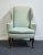Traditional Baker Furniture Traditional Style Sea Foam Green Upholstered Accent Wingback Arm Chair For Sale - Image 3 of 10