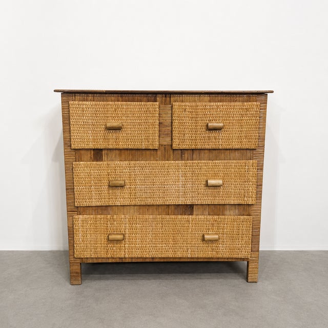 Light Yellow Vintage Riviera-Style Rattan Chest of Drawers, 1970s For Sale - Image 8 of 8