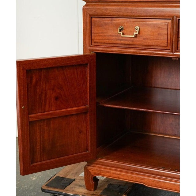 Large Vintage Oriental Chinese Carved Hardwood Bookcase Display Cabinet For Sale - Image 10 of 12