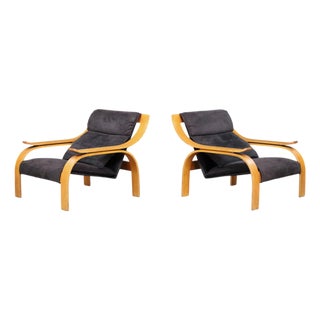 Woodline Lounge Chairs attributed to Marco Zanuso for Arflex, Italy, 1960s, Set of 2 For Sale
