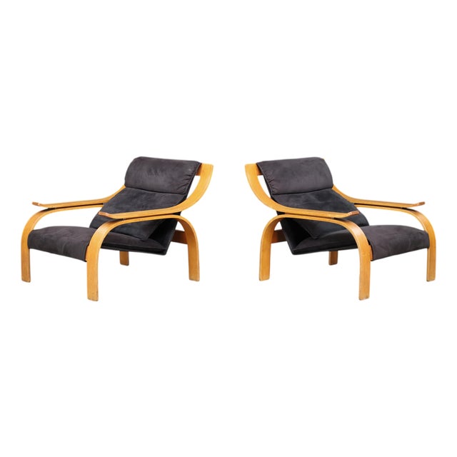 Woodline Lounge Chairs attributed to Marco Zanuso for Arflex, Italy, 1960s, Set of 2 For Sale