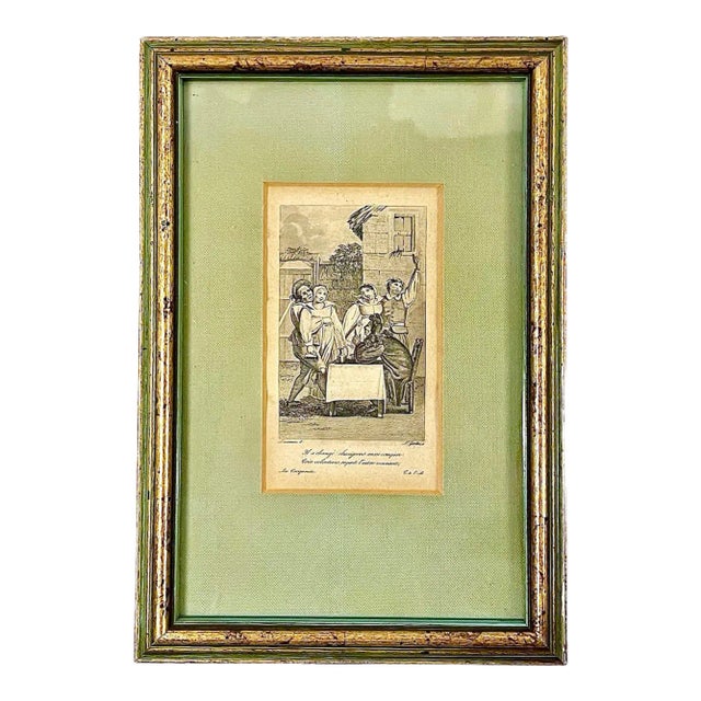 Vintage Framed French Tax Collector Engraving Chairish