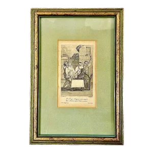 Vintage Framed French Tax Collector Engraving