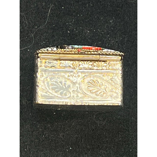 Vintage Italian Gilt Brass Square Micro Mosaic Pill Box - Floral Motifs For Sale - Image 9 of 10
