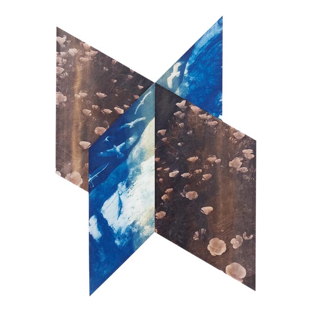 Abstract Bleached and Toned Traditional Watercolor and Cyanotype on Hahnemuhle Sumi-E Paper, "Contextual Slant 2" For Sale