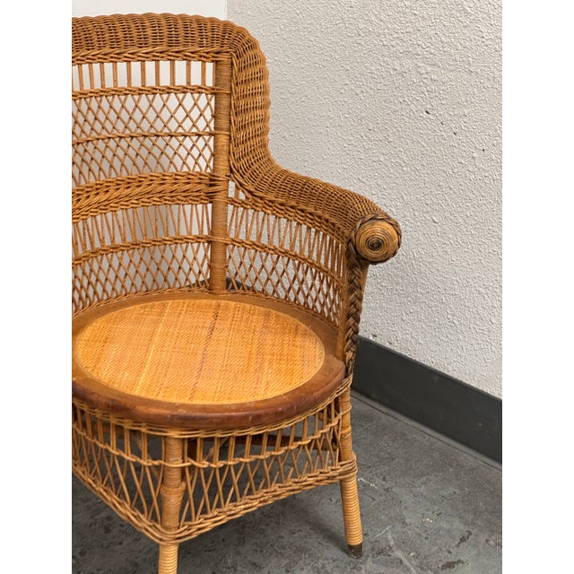 Woven Rattan Armchair, Vintage For Sale - Image 11 of 12