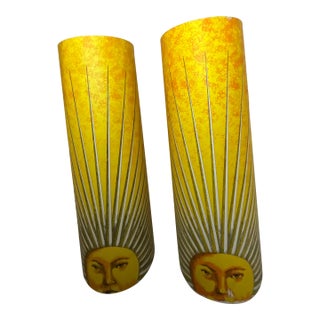 Pair of Vintage Fornasetti “Sun” Table Lamps for Antonangeli Italy 1990s For Sale