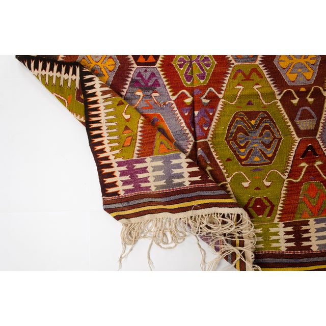 Mid 20th Century Handwoven Large Diamond Medallion Tribal Rug For Sale - Image 6 of 10