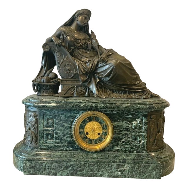 Bronze and Marble Clock by J. Feuchere for Gauthier, 19th Century For Sale