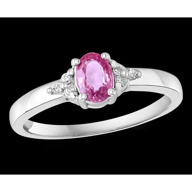 Pink Sapphire and Diamond 14 Karat White Gold Ring, Estate Size 6.5 For Sale - Image 17 of 18