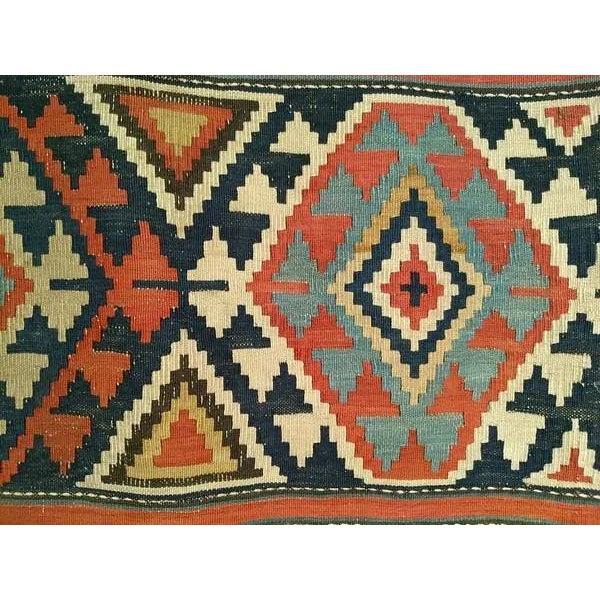 Antique Caucasian Kazak Kilim, Wool Flatweave, Geometric Design, 1890s For Sale - Image 11 of 12