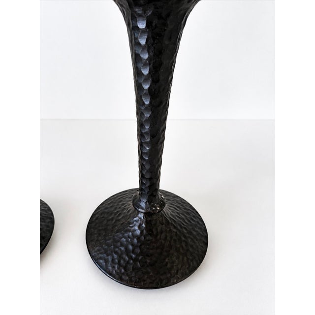 Small Dark Patinated Brass or Bronze Giacometti Style Table Lamps - Pair For Sale - Image 10 of 14