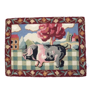 Early 21st Century American Hooked Pig Rug - 1'8" x 2'3" For Sale