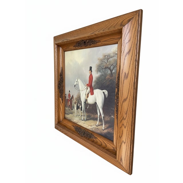 Mid 20th Century Thomas Tyrwhitt-Drake, Master of the Bicester and Warden Hillfoxhounds Reproduction Paining With Ornate Wood Frame For Sale - Image 4 of 15