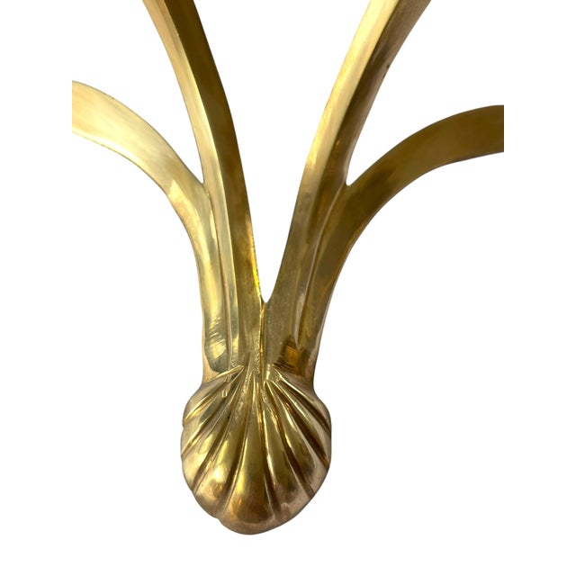 Metal Set of 4 Vintage Solid Brass Chinoiserie Pagoda Wall Brackets With Shell Motif For Sale - Image 7 of 13