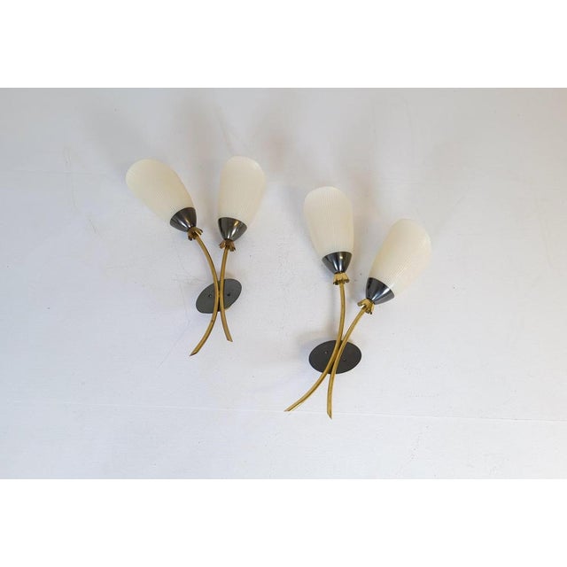 Mid-Century Modern Mid-Century Brass and Opaline Wall Lamps from ASEA, Sweden, 1950s, Set of 2 For Sale - Image 3 of 16