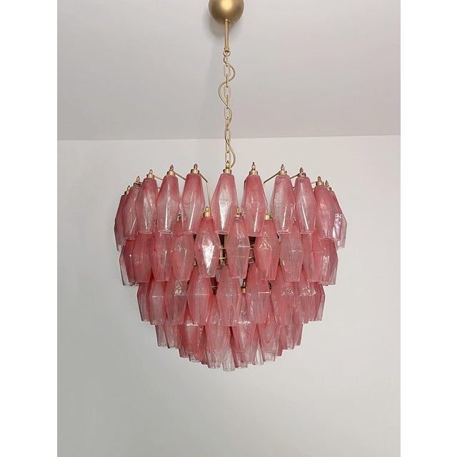 Glass Pink Alabaster Murano Glass Poliedri Chandelier, 1990s For Sale - Image 7 of 18