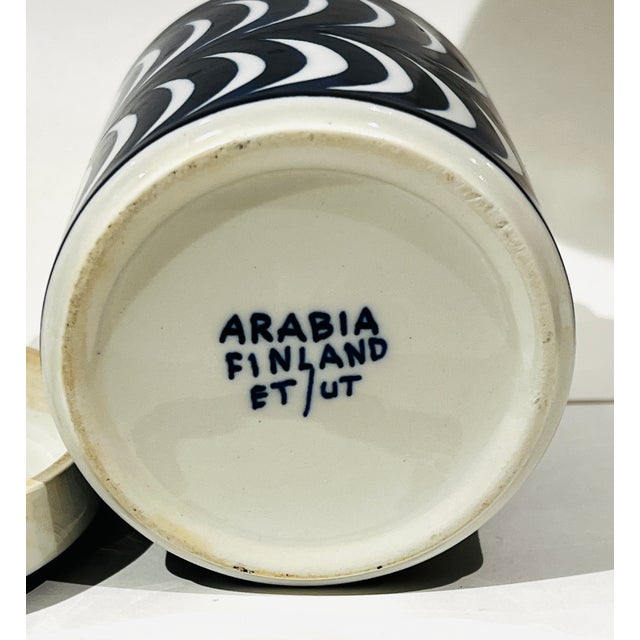 Mid-Century Modern Vintage Arabia Finland Cobalt Blue Lidded Jam Jar Mid Century Modern For Sale - Image 3 of 4