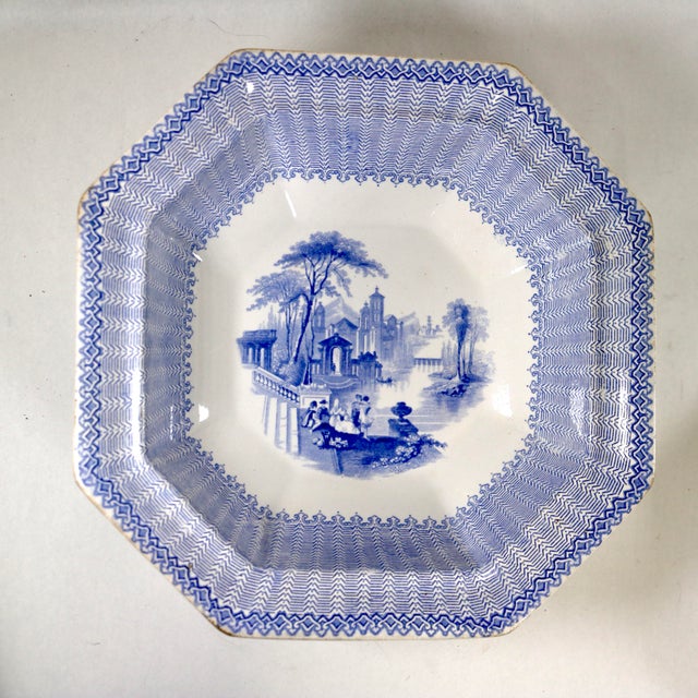 Blue Mid-19th Century English W. Adams & Sons "Cassino" Ironstone Covered Tureen For Sale - Image 8 of 15