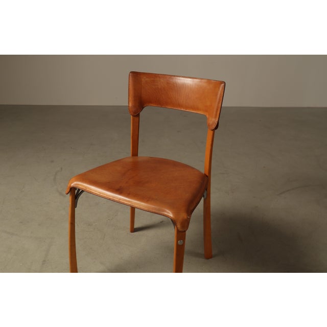 Italian Dining Chairs in Cognac Leather, 1990s, Set of 5 For Sale - Image 9 of 16