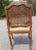 Yellow Mid-Century Provincial Carved Fruitwood Cane and Custom Upholstered Bergere Armchair For Sale - Image 8 of 12