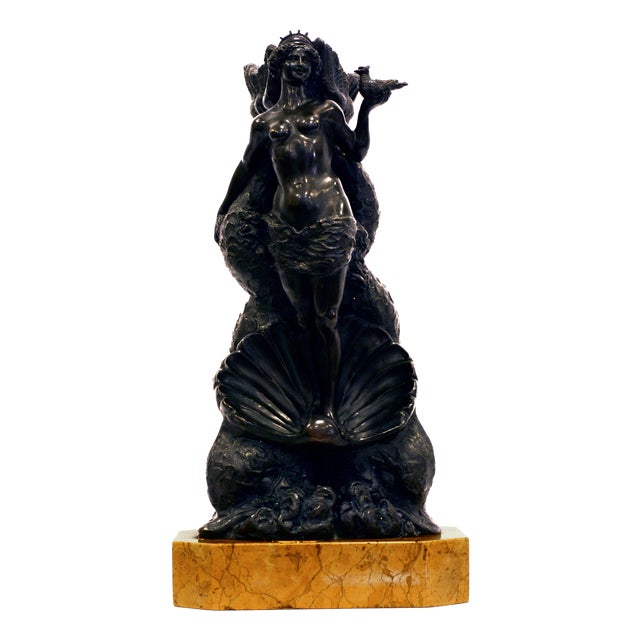 Ferdinando De Luca, Figurative Sculpture, 1921, Bronze with Yellow Marble Base For Sale