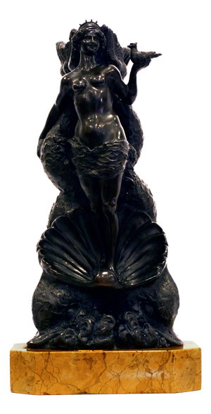 Ferdinando De Luca, Figurative Sculpture, 1921, Bronze with Yellow Marble Base