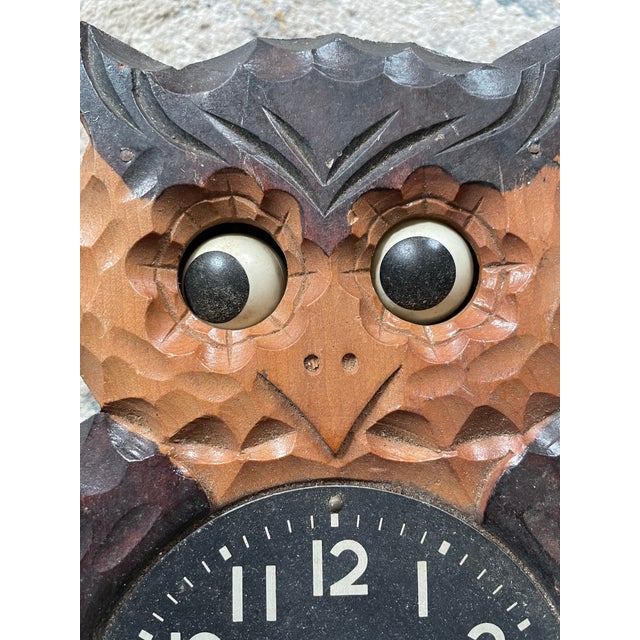 This vintage owl wall clock is from the 40s-50s. From my research I believe it is from Germany. It would make a very...