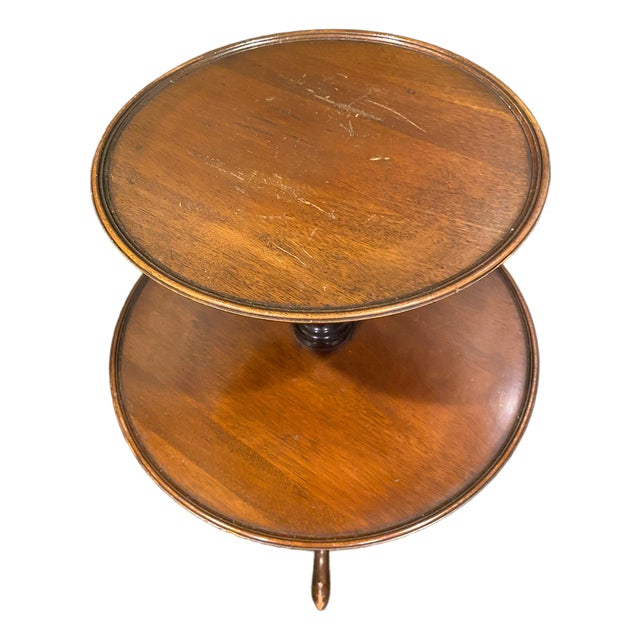 Antique Two‑Tier Mahogany Gueridon Table, Late 19th Century For Sale