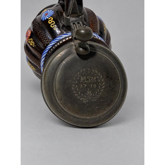 German Saxon Annaberg-Type Enamelled Krug Dated 1710 For Sale - Image 4 of 13