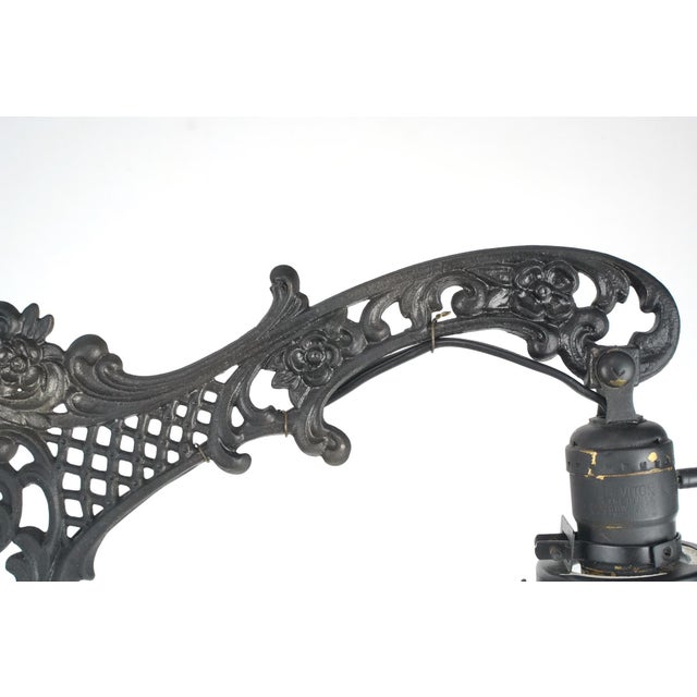 Early 20th Century Restored Victorian Wrought Iron Bridge Floor Lamp For Sale - Image 4 of 15
