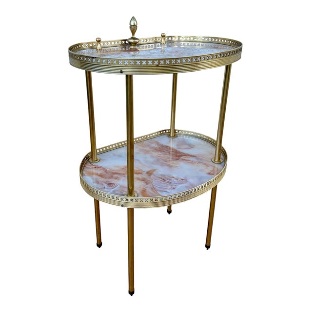 Mid-Century Brass and Fiberglass Two Tier Side Table, 1960 For Sale - Image 11 of 11