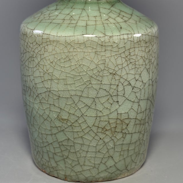 Antique Chinese Longquan Celadon Vase With Twin Phoenix Ears For Sale - Image 4 of 7