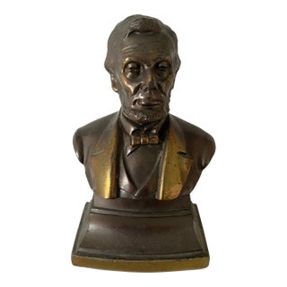 Mid 20th Century Small Bronze Bust/Paper Weight of Abraham Lincoln For Sale