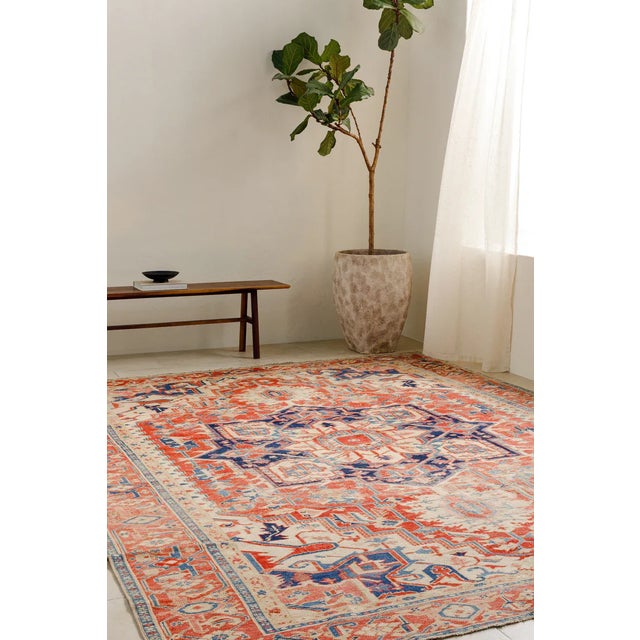 Persian Antique Persian Heriz Serapi Area Rug For Sale - Image 3 of 9