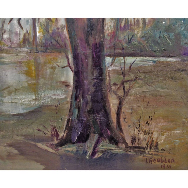 Irina Belotelkin Roublon, Landscape with Trees and House, 1969 For Sale - Image 4 of 7