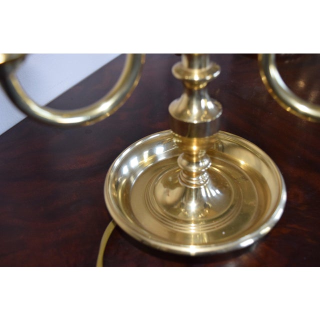 Empire Brass Bouillotte Lamps with Green Tole Shades, 1960s, Set of 2 For Sale - Image 10 of 11